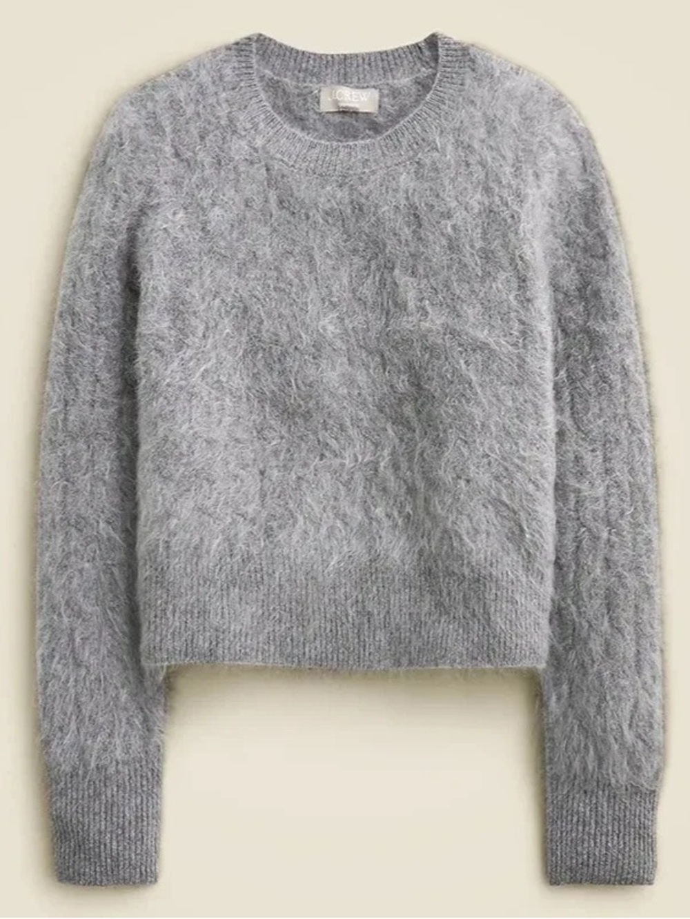 J. Crew Women's Gray Brushed Cashmere Crewneck Sweater Size L
